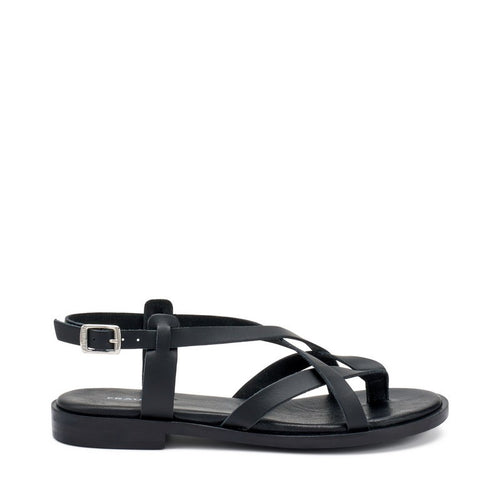 Frau sandali donna infradito in pelle nero 86P2