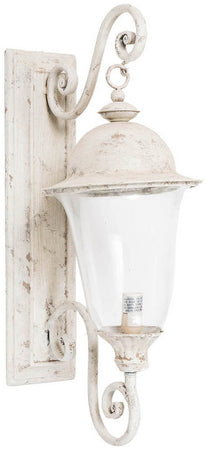 Biscottini Lampada applique a muro elettrificata in ferro battuto finitura bianca anticata L28xPR20xH54,5 cm