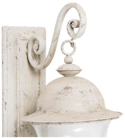 Biscottini Lampada applique a muro elettrificata in ferro battuto finitura bianca anticata L28xPR20xH54,5 cm