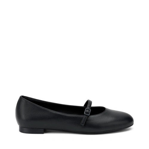 Frau ballerina in pelle nero con cinturino 70P5