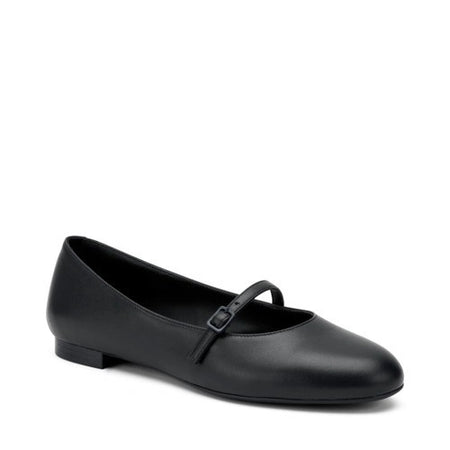 Frau ballerina in pelle nero con cinturino 70P5