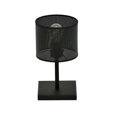 Lampada Da Tavolo Industrial 1 Luce Jordan In Acciaio Nero E Paralume A Cilindro