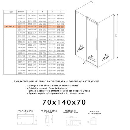 Box Doccia 3 lati Fume porta scorrevole H195 8mm EUCLIDE