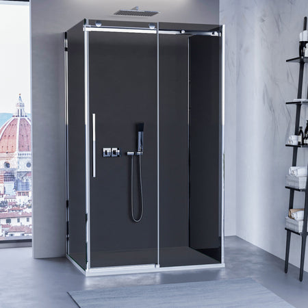 Box Doccia 3 lati Fume porta scorrevole H195 8mm EUCLIDE