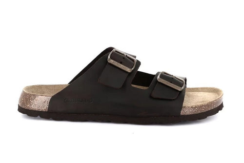 Grunland ciabatta Bobo uomo doppia fascia pelle nero CB1631