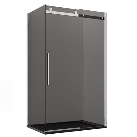 Box Doccia due lati Fume porta scorrevole Senza profili H195 8mm anticalcare EUCLIDE