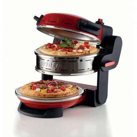 ARIETE FORNO PIZZA ROSSO (0927/00) - 2 PIASTRE IN PIETRA REFRATTARIA - 2 PIZZE CONTEMPORANEAMENTE - 5 LIVELLI COTTURA - 2300W