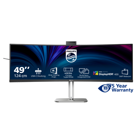 PHILIPS MONITOR CURVO 49 LED VA 32:9 4K UHD 4MS 450 CDM, REG ALTEZZA, USB-C DOCK, WEBCAM, DP/HDMI