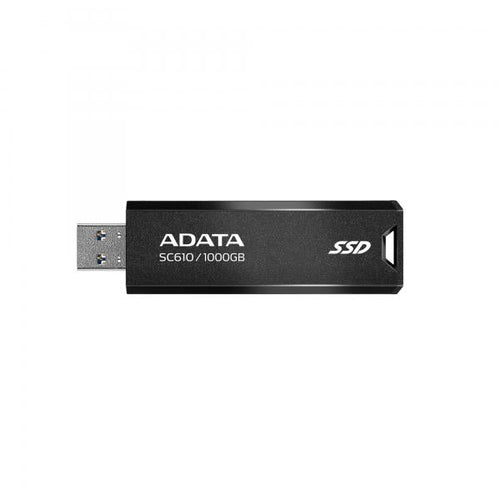 ADATA SC610 unit flash USB 1 TB USB tipo A 3.2 Gen 2 [3.1 Gen 2] Nero (Adata SC610 1TB Pocket Size External SSD, USB 3.2 Gen2 Type-A, Capless Retractable Design, Key Ring)