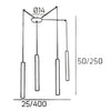 Lampadario Top light ROUND TUBE 1174 S4 GU10 LED cilindro metallo moderno