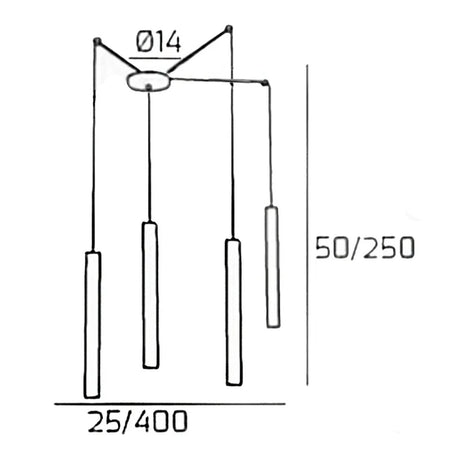 Lampadario Top light ROUND TUBE 1174 S4 GU10 LED cilindro metallo moderno