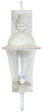 Biscottini Lampada applique a muro elettrificata in ferro battuto finitura bianca anticata L28xPR20xH54,5 cm