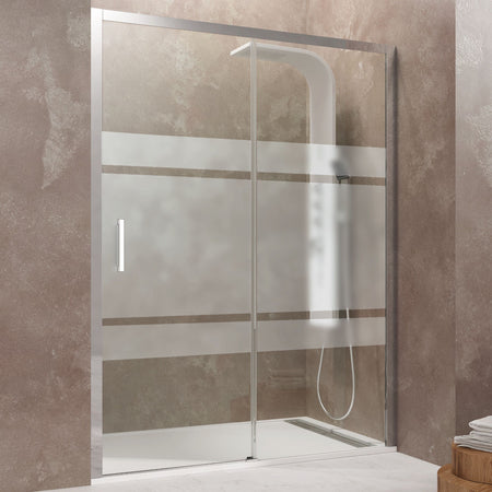 Porta doccia serigrafata scorrevole h195cm 8mm AKTUAL FROST