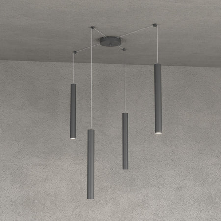 Lampadario Top light ROUND TUBE 1174 S4 GU10 LED cilindro metallo moderno