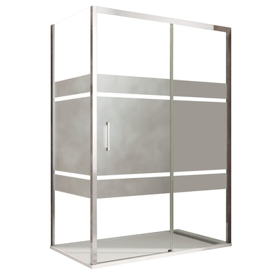 Box doccia angolare scorrevole serigrafato con lato fisso H195cm 8mm AKTUAL FROST