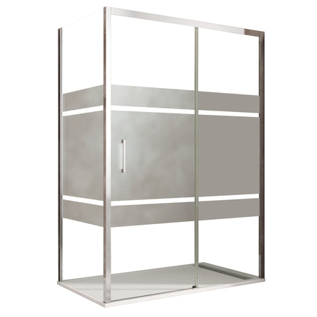 Box doccia angolare scorrevole serigrafato con lato fisso H195cm 8mm AKTUAL FROST