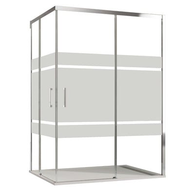 Box doccia angolare 2 lati scorrevoli serigrafato H195cm 8mm AKTUAL FROST