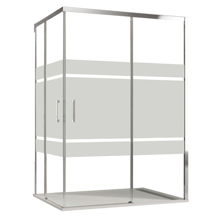 Box doccia angolare 2 lati scorrevoli serigrafato H195cm 8mm AKTUAL FROST