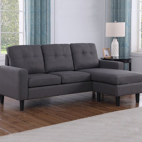 Divano 3 Posti con Penisola Convertibile 183x124 H83 cm Tessuto Grigio