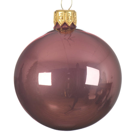 Palline per albero di Natale in vetro decorate color Rosa Velluto Smalto