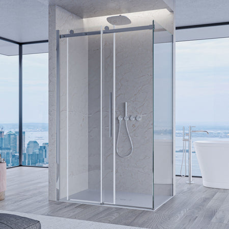 Box Doccia due lati Trasparente anticalcare porta scorrevole H195 8mm EUCLIDE