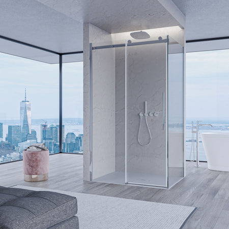 Box Doccia due lati Trasparente anticalcare porta scorrevole H195 8mm EUCLIDE