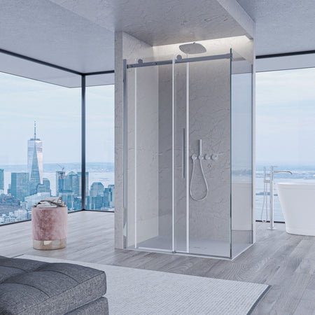 Box Doccia due lati Trasparente anticalcare porta scorrevole H195 8mm EUCLIDE