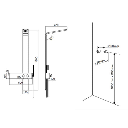 Colonna Doccia in acciaio inox spazzolati silver AOSTA