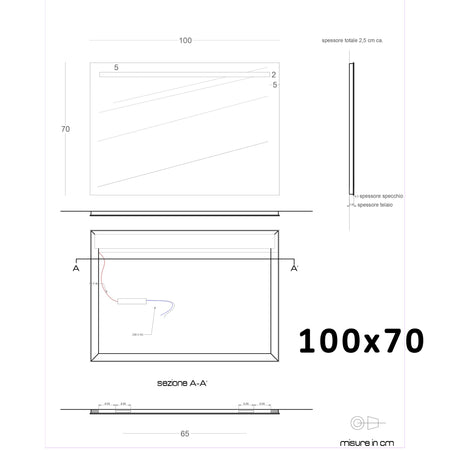 Specchio led bagno per mobile filo lucido 4 DEBBY