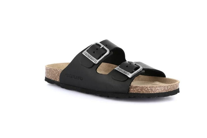 Grunland ciabatta donna due fasce nero CB3030