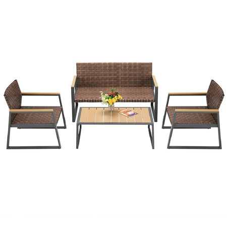 Set da Goardino Salotto, 2 Poltrene e Tavolino in Polyrattan uso Esterno Interno