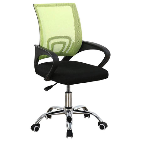 Sedia Ufficio Scrivania Base in Acciaio Girevole Altezza Regolabile Traspirante Verde
