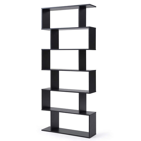 Scaffale Libreria 6 Ripiani 80x24 H190 cm Design Moderno Nero Casa Ufficio Lavoro