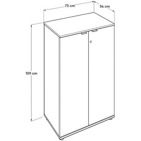 Mobile Archiviazione Ufficio 2Ante 3Ripiani 72x34 H109 cm con Chiave Bianco