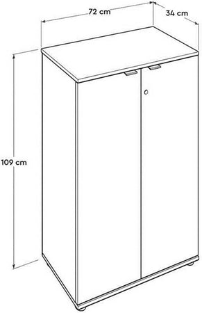 Mobile Archiviazione Ufficio 2Ante 3Ripiani 72x34 H109 cm con Chiave Quercia