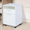 Cassettiera Ufficio Scrivania Legno MDF 1 Cassetto 1 Anta 4 Ruote 40x35x60cm Bianco