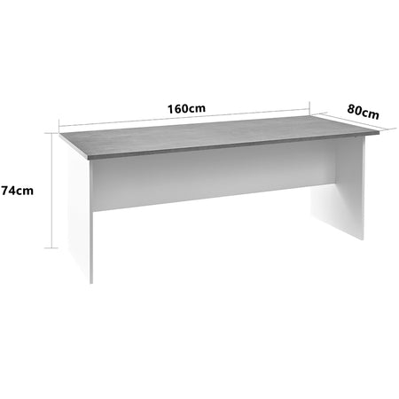 Scrivania per Ufficio in Legno Bianco e Grigio Postazione Lavoro Studio 160x80cm