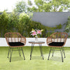Set da Giardino Tavolino e 2 Poltrone in Rattan Nero e Naturale con Cuscini Casa Bar Hotel