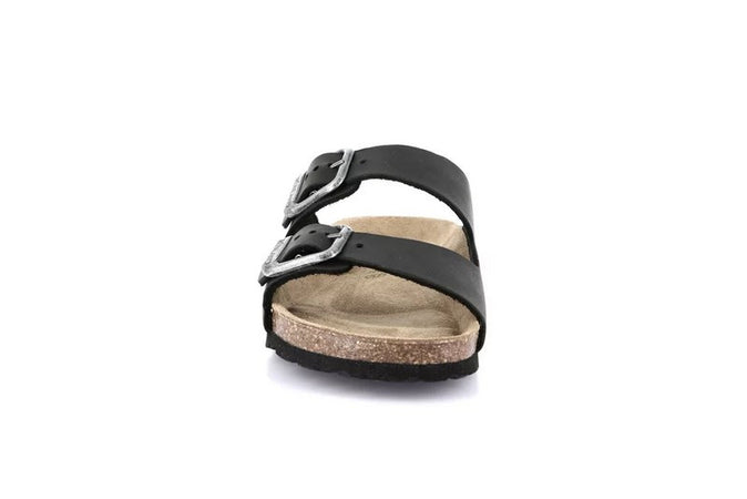 Grunland ciabatta donna due fasce nero CB3030