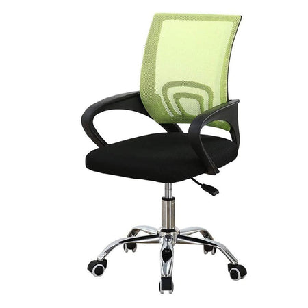 Sedia Ufficio Scrivania Base in Acciaio Girevole Altezza Regolabile Traspirante Verde