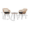 Set da Giardino Tavolino e 2 Poltrone in Rattan Nero e Naturale con Cuscini Casa Bar Hotel