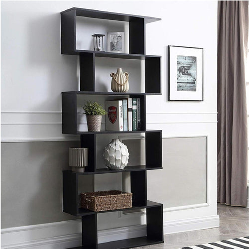Scaffale Libreria 6 Ripiani 80x24 H190 cm Design Moderno Nero Casa Ufficio Lavoro