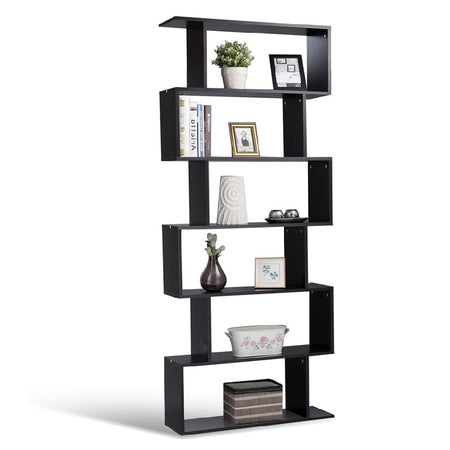 Scaffale Libreria 6 Ripiani 80x24 H190 cm Design Moderno Nero Casa Ufficio Lavoro