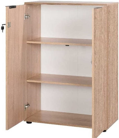 Mobile Archiviazione Ufficio 2Ante 3Ripiani 72x34 H109 cm con Chiave Quercia