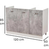 Mobile Cucina Sottolavello Componibile in Legno Colore Grigio con 3 Ante 120cm