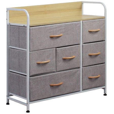 Mobile Cassettiera 7Cassetti Metallo Legno e Tessuto 80x29 H 78.5cm Casa Ufficio