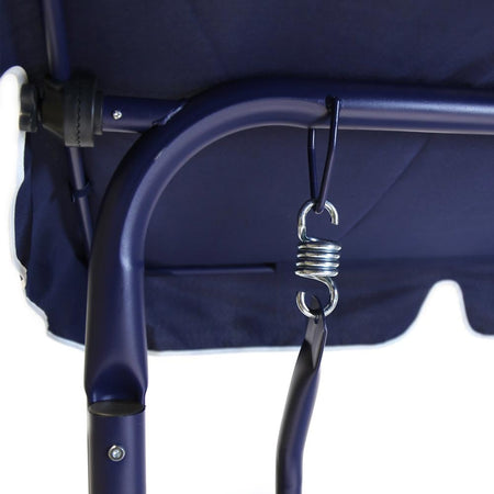 Dondolo Altalena da Giardino 3 Posti 170cm Acciaio e Tessuto Oxforf Blu e Bianco