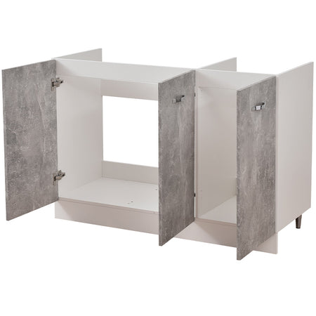 Mobile Cucina Sottolavello Componibile in Legno Colore Grigio con 3 Ante 120cm