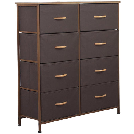 Mobile Cassettiera 8 Cassetti Metallo Legno e Tessuto 81x30 H 96cm Casa Ufficio Marrone