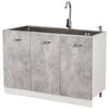 Mobile Cucina Sottolavello Componibile in Legno Colore Grigio con 3 Ante 120cm